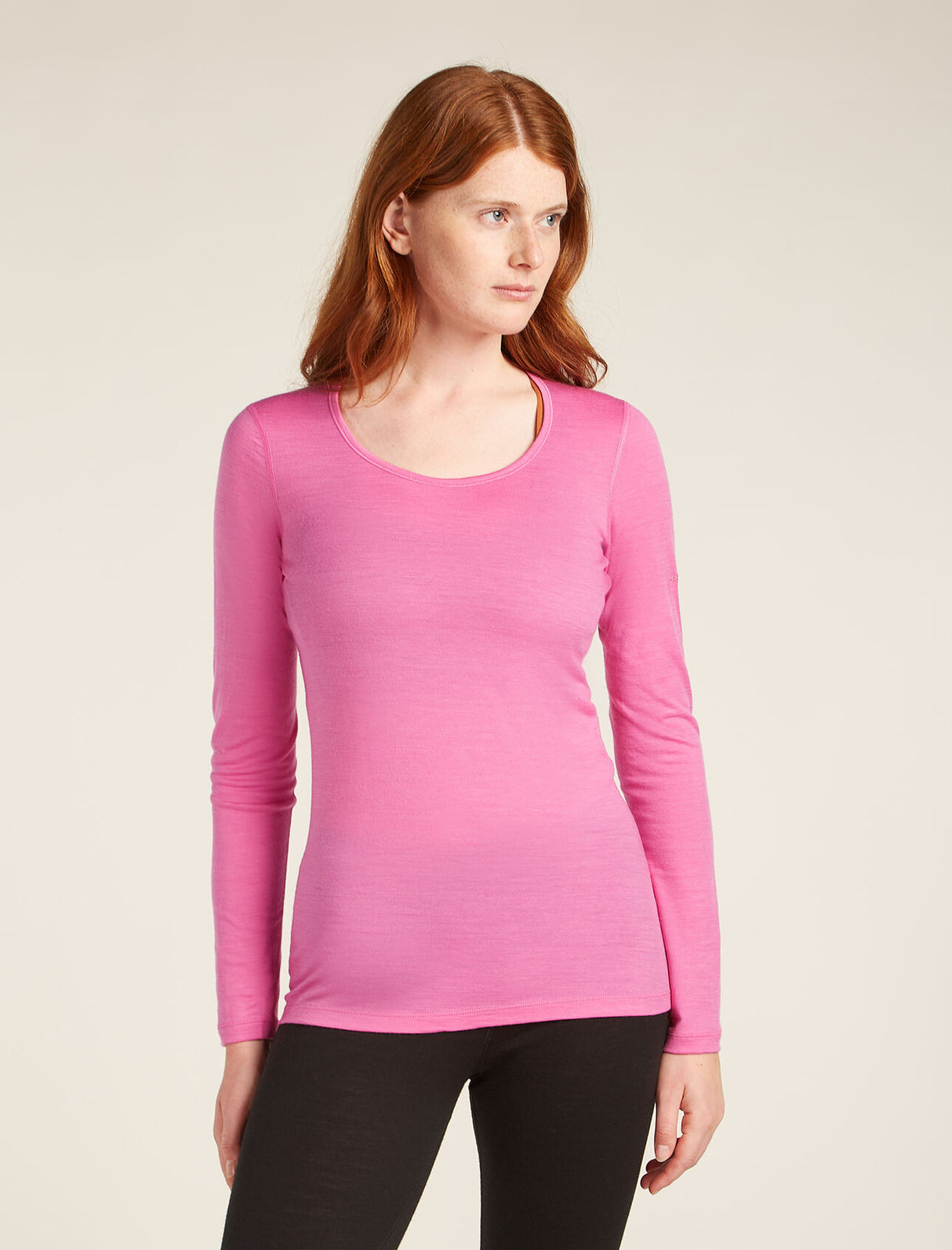 ICEBREAKER WOMEN'S MERINO 200 OASIS SCOOP LONG SLEEVE THERMAL TOP POP