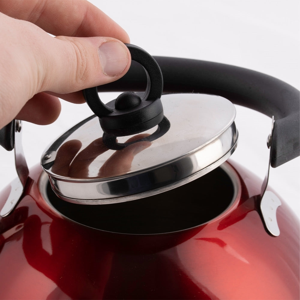 CAMPFIRE WHISTLING KETTLE STAINLESS STEEL 4L RED