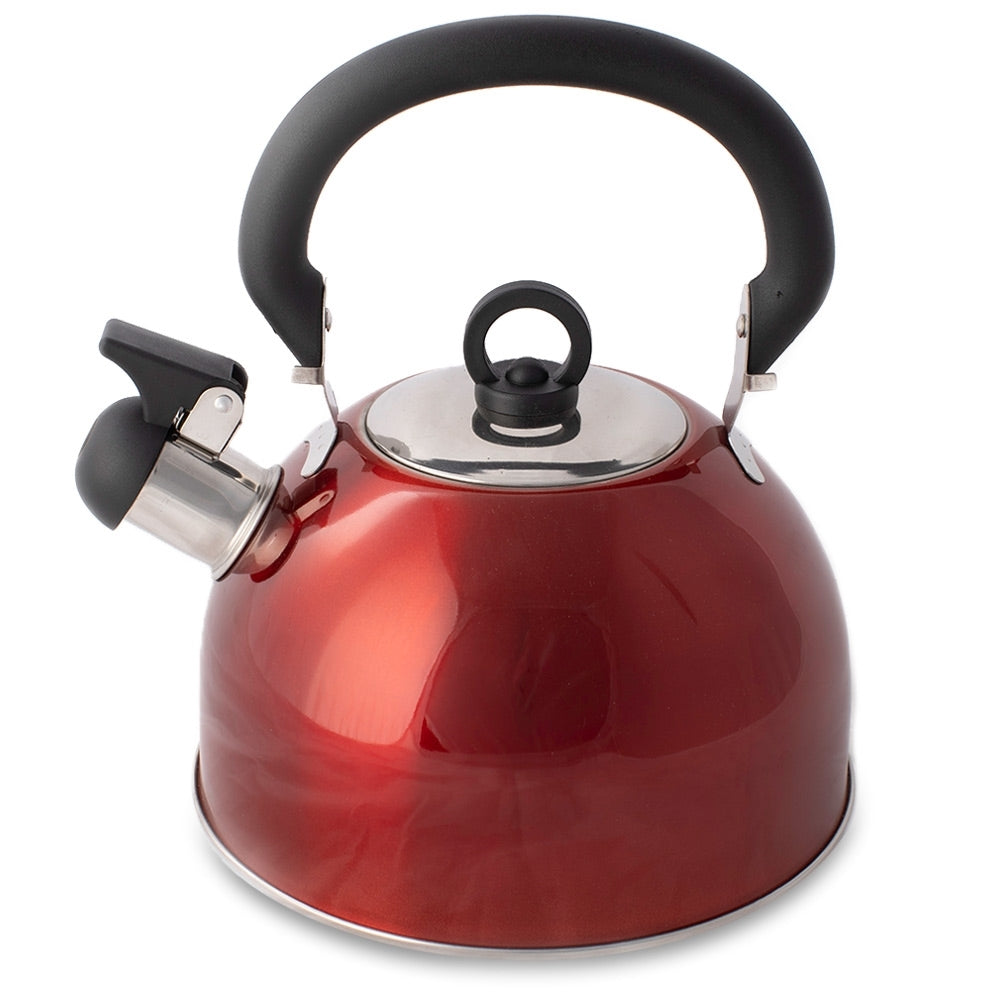 CAMPFIRE WHISTLING KETTLE STAINLESS STEEL 2.5L RED