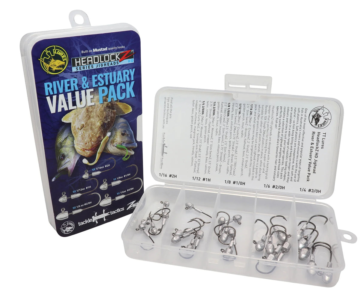 TT LURES HEADLOCKZ JIGHEADS RIVER & ESTUARY VALUE PACK - ASSORTED JIG HEADS KIT