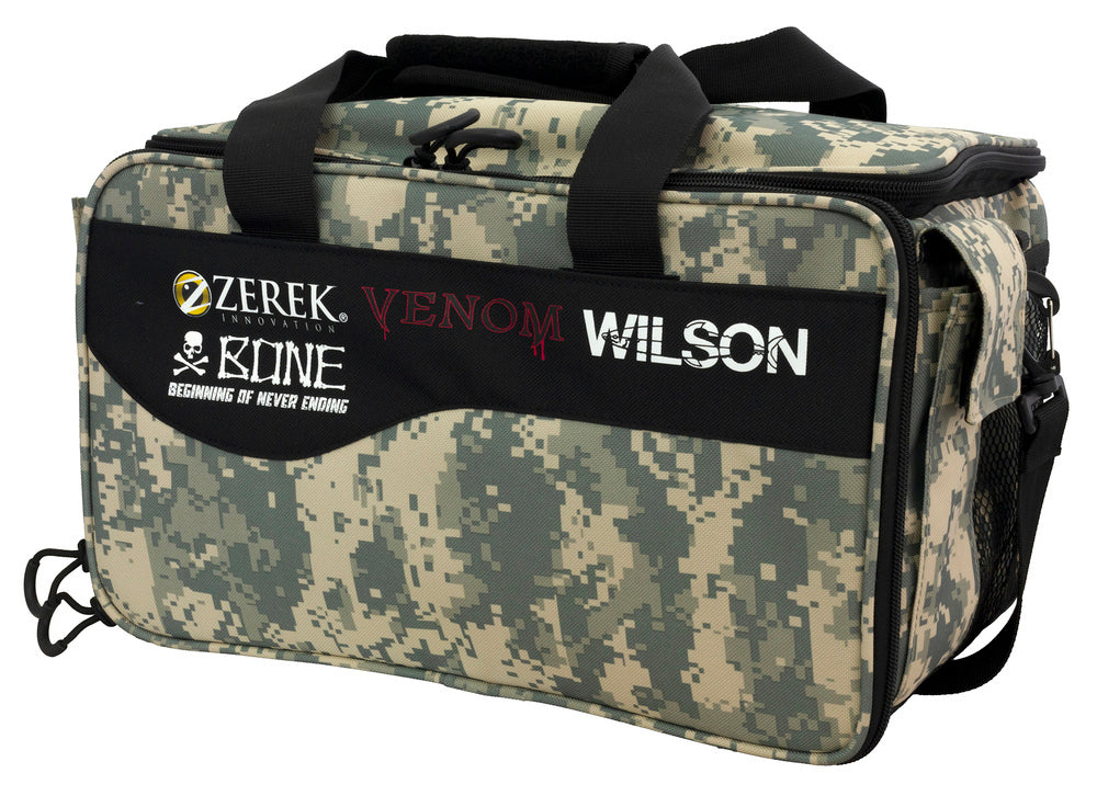 WILSON LARGE DIGI CAMO SERIES FISHING TACKLE BAG WITH THREE FISHING TACKLE TRAYS
