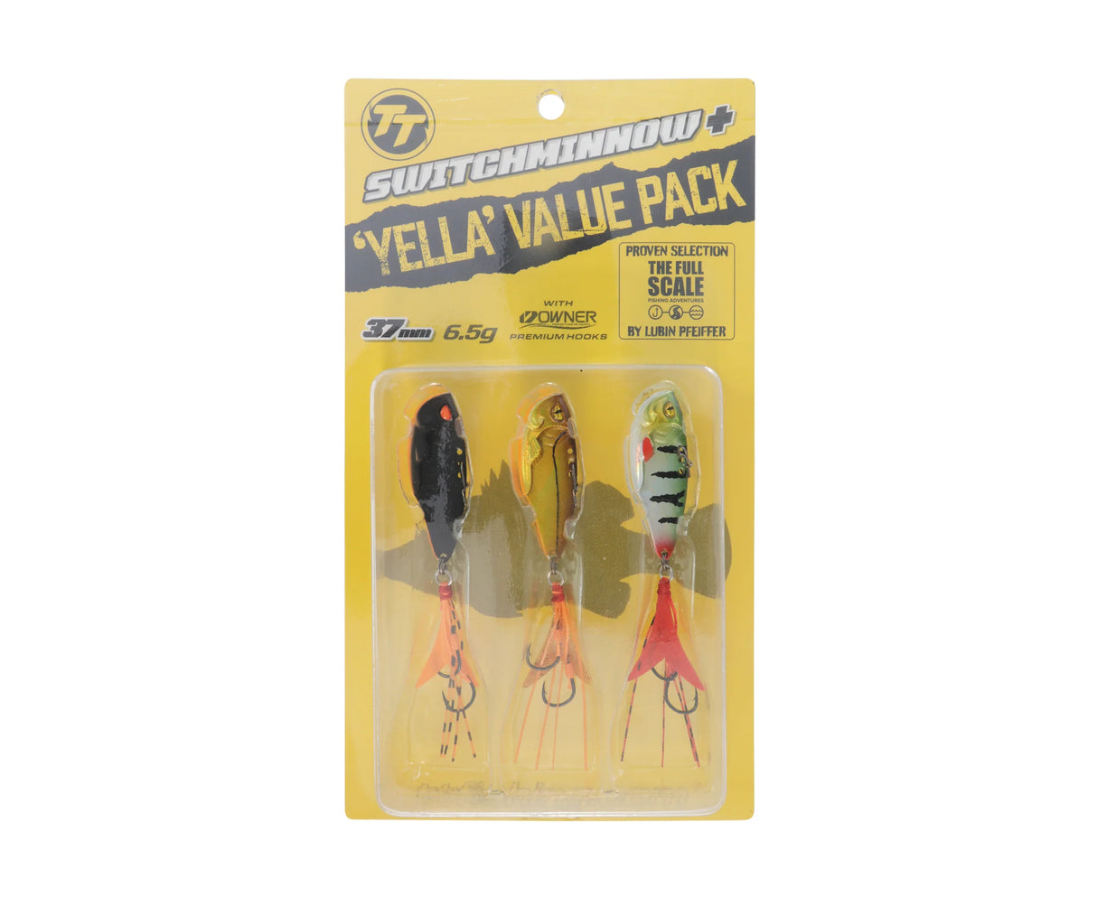 TACKLE TACTICS SWITCHMINNOW PLUS BLADE LURE YELLA VALUE PACK 37MM 6.5G