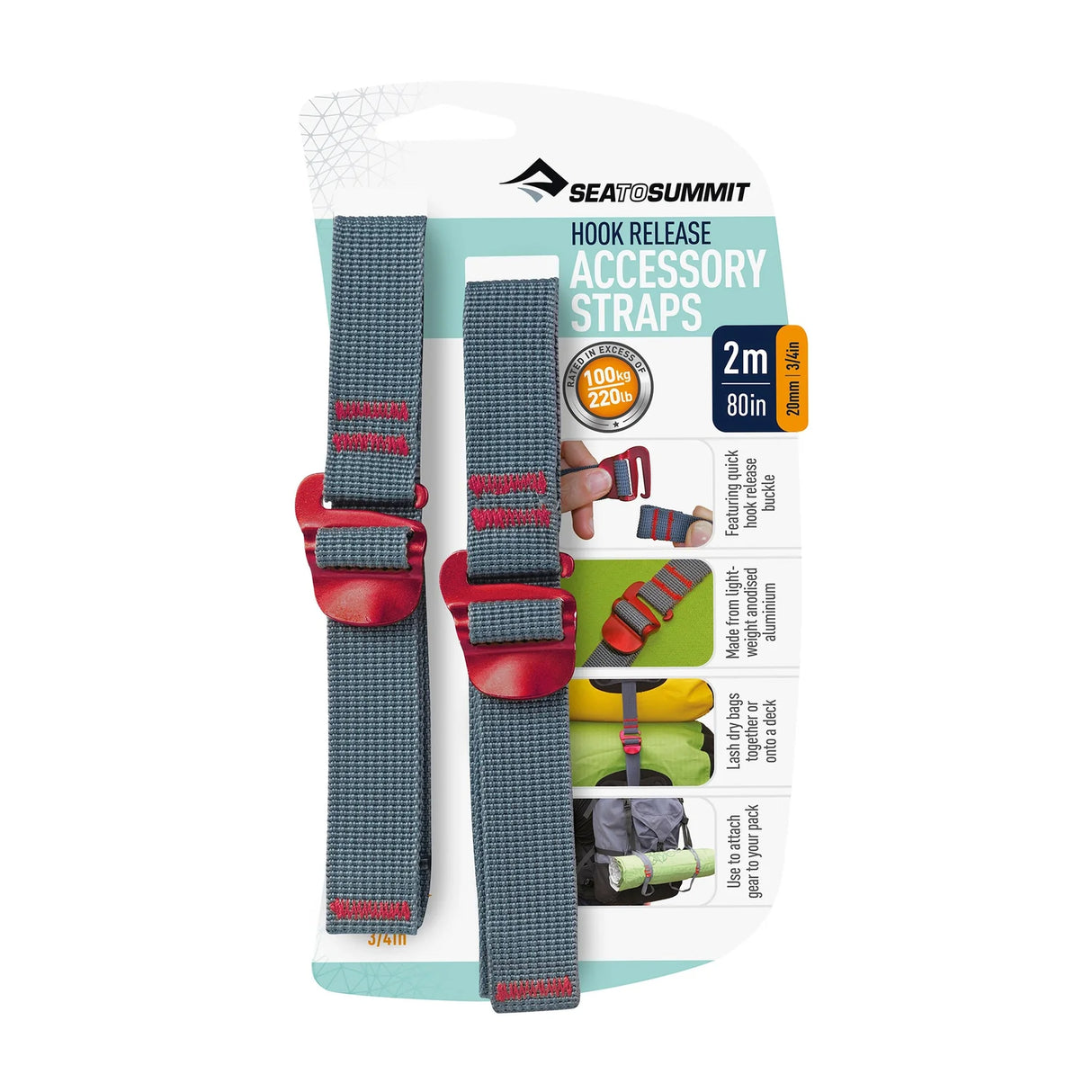 SEA TO SUMMIT ACCESSORY STRAP WITH HOOK RELEASE (2M, 20MM)