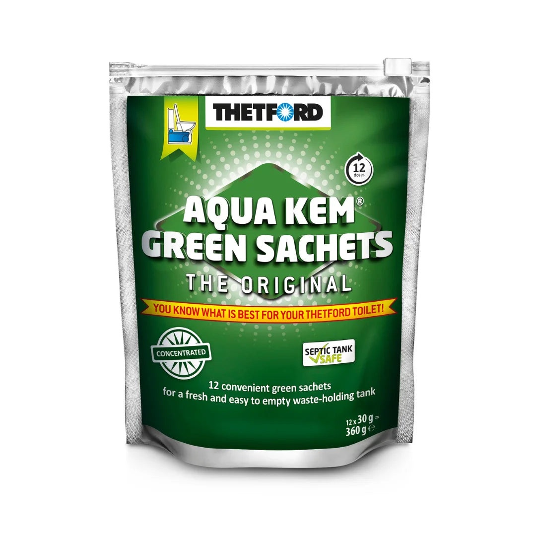 THETFORD AQUA KEM SATCHETS - GREEN 12PK