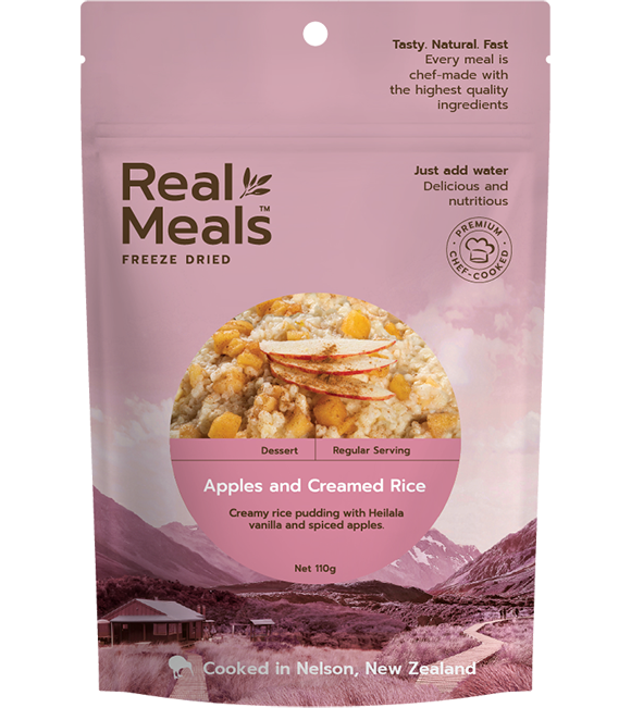 REAL MEALS APPLES AND CREAMED RICE 110G
