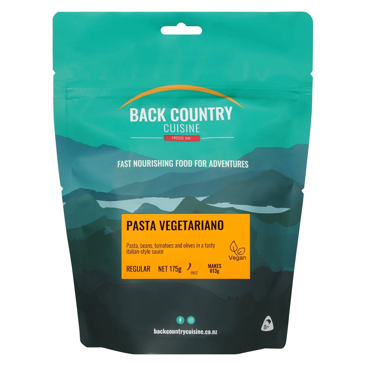 BACK COUNTRY CUISINE PASTA VEGETARIANO FREEZE-DRY MEAL 175G REGULAR SERVE