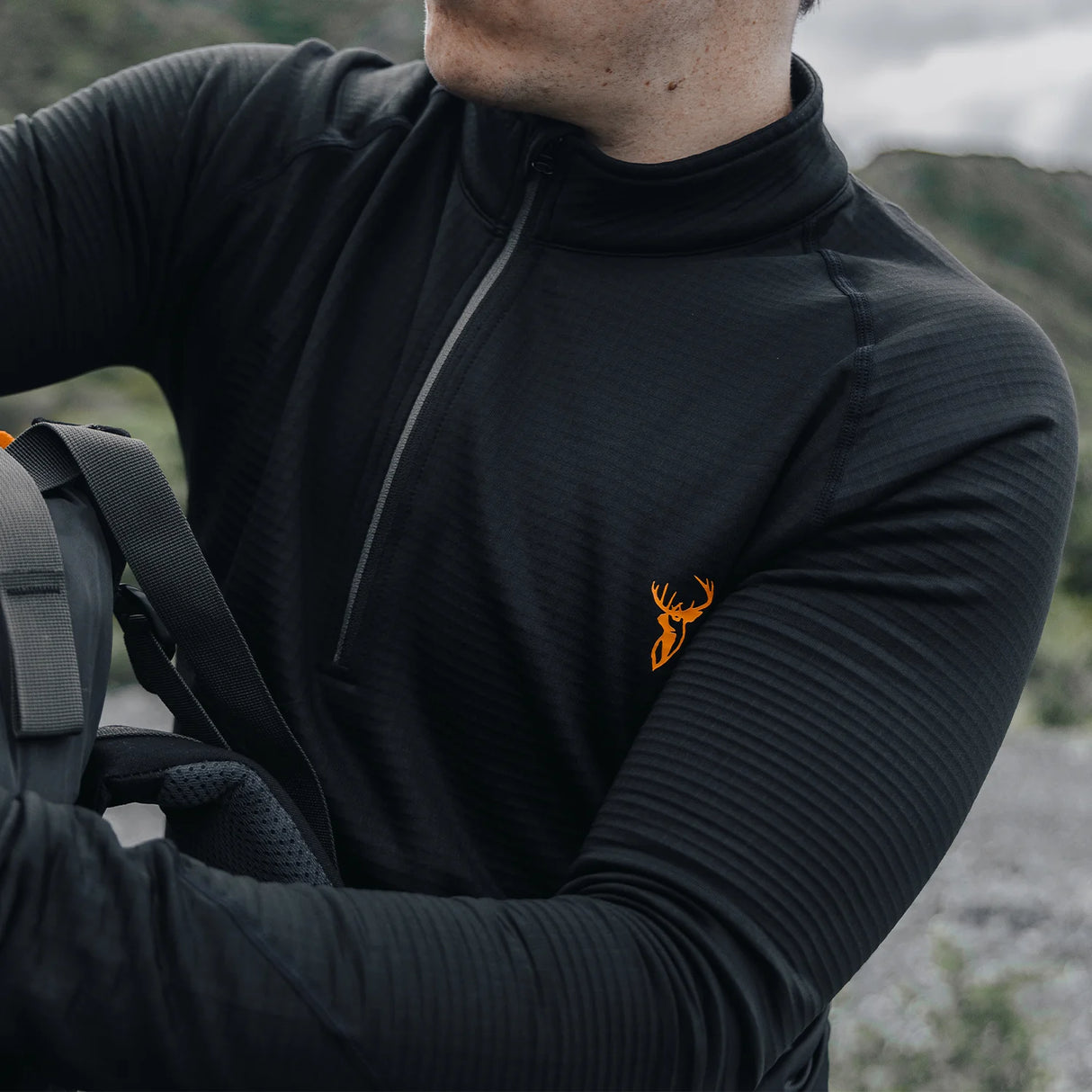 HUNTERS ELEMENT CORE+ LONG SLEEVE ZIP TOP BLACK THERMAL