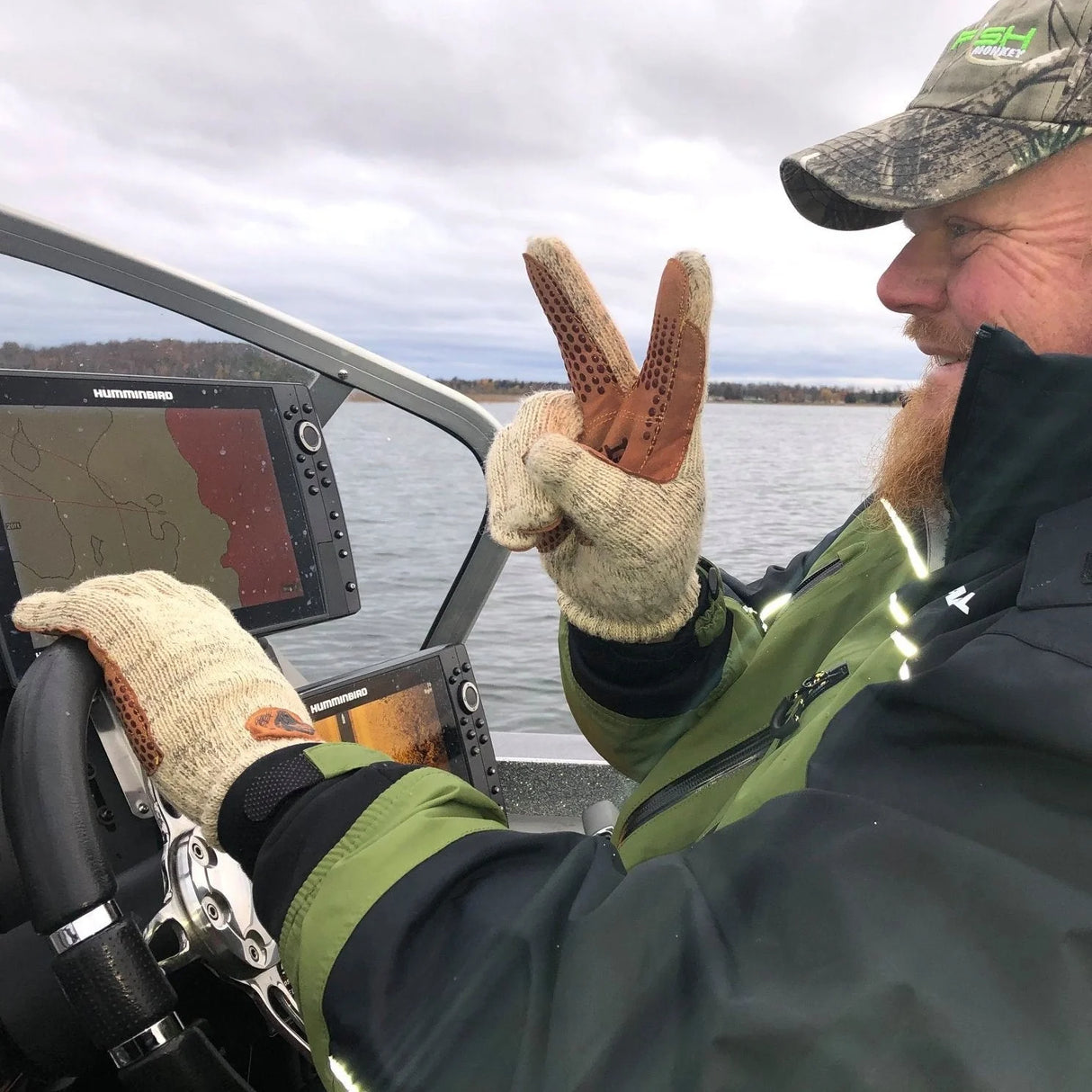 FISH MONKEY WOOLLY TAN COLOUR FULL FINGER FISHING HUNTING GLOVES