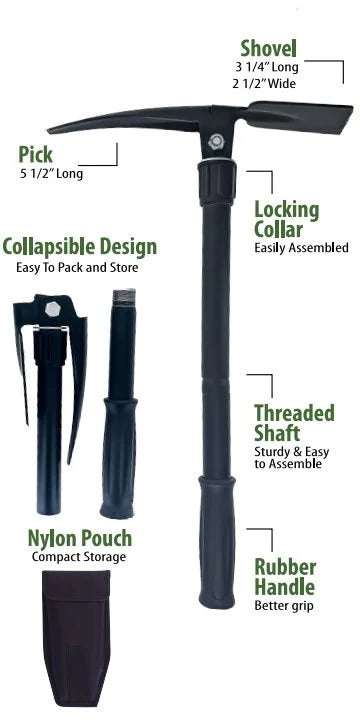 Folding Prospector's Pick With Carrying Case