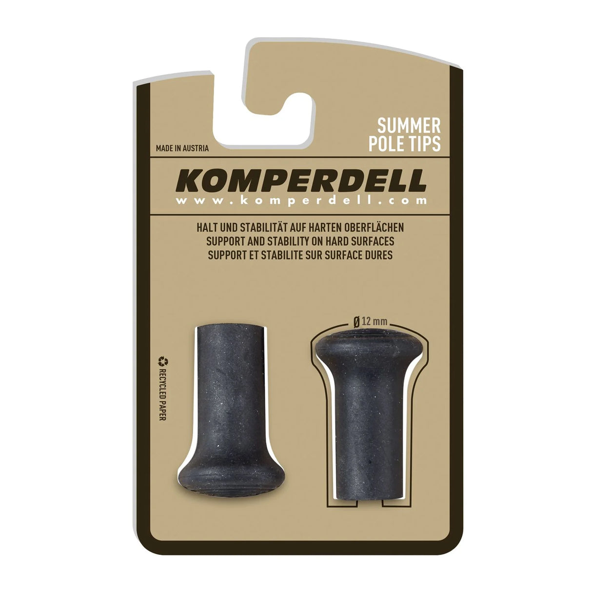 KOMPERDELL RUBBER TREKKING POLE TIP PROTECTORS 12MM