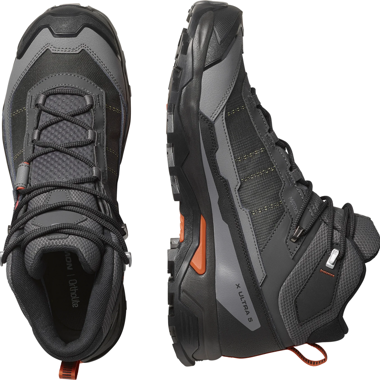 SALOMON MEN'S X ULTRA 5 MID GTX HIKING BOOTS ASPHALT/CASTLEROCK/BURNT OCHRE