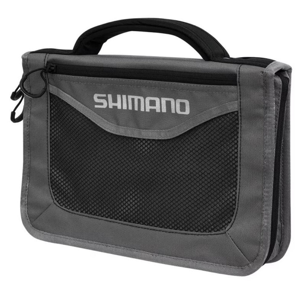 SHIMANO FISHING LURE WALLET WITH 10 PLASTIC ZIP LOCK SLEEVES