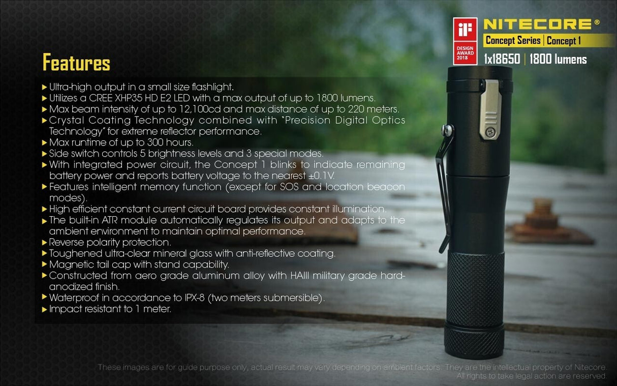 NITECORE CONCEPT 1 + UM10 1800 LUMENS TORCH