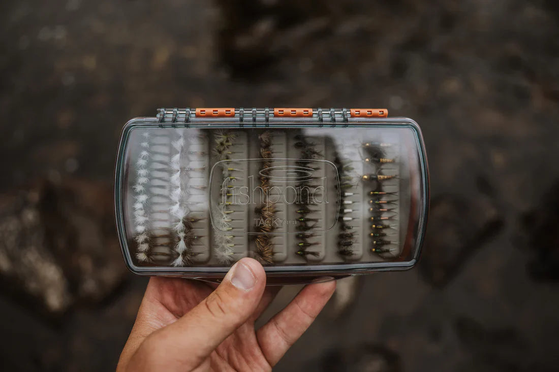 FISHPOND TACKY PESCADOR FLY BOX - MEDIUM - CLEAR - BURNT ORANGE