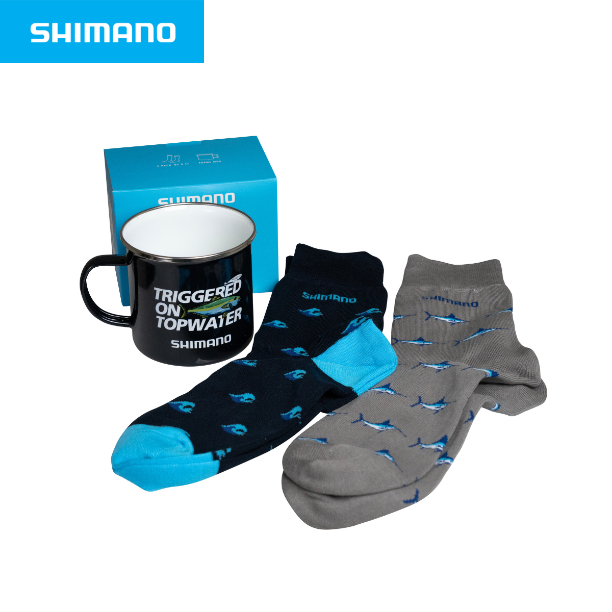 SHIMANO ENAMEL MUG & PC DRESS SOCK SET