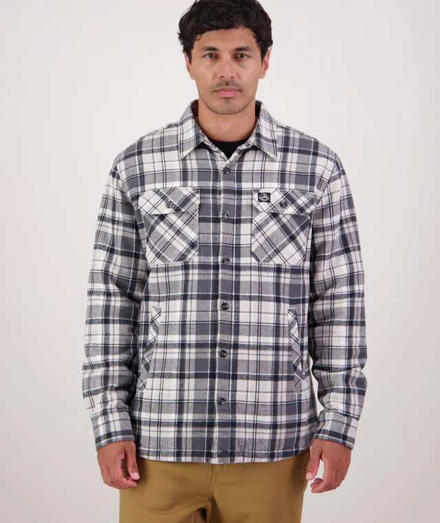 SWANNDRI MEN'S MORVEN SHERPA LONG SHIRT DARK SHADOW/GREY CHECK