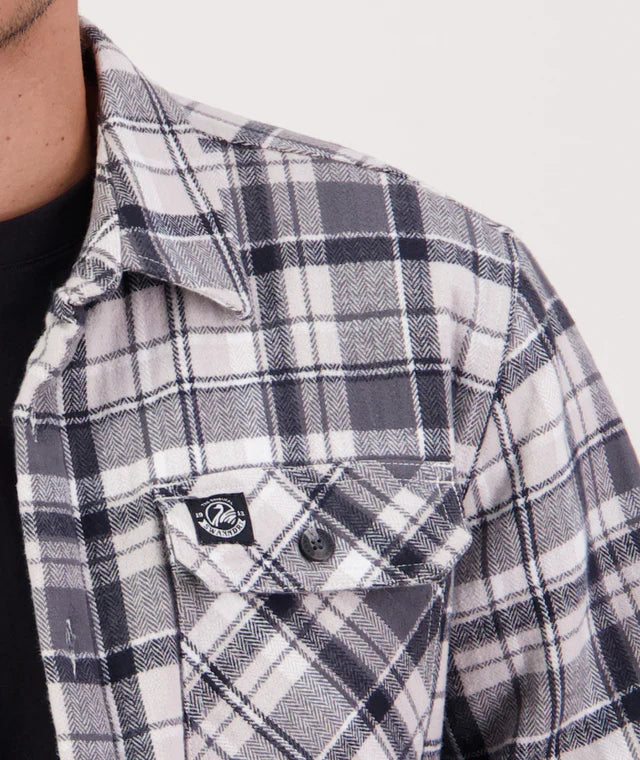 SWANNDRI MEN'S MORVEN SHERPA LONG SHIRT DARK SHADOW/GREY CHECK