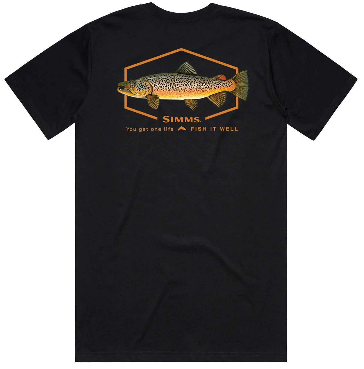 SIMMS S25 ARTIST TEE- BROWN TROUT - BLACK SMALL