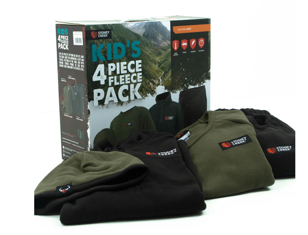 STONEY CREEK KID'S 4 PIECE FLEECE PACK BAYLEAF & BLACK