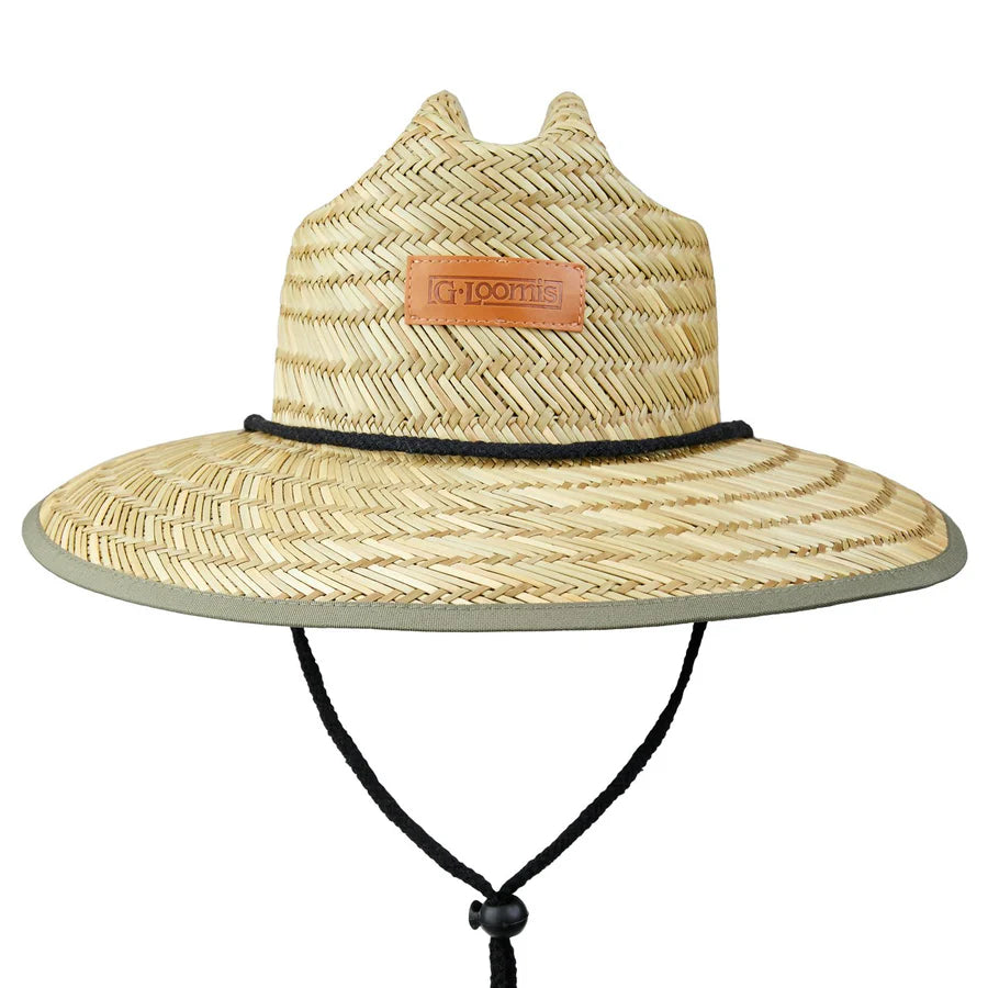 G.LOOMIS SUNSEEKER LEATHER PATCH STRAW HAT STRAW LEATHER PATCH OLIVE