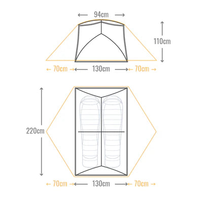 MONT MOONDANCE 2 FULL NYLON LIGHTWEIGHT HIKING TENT