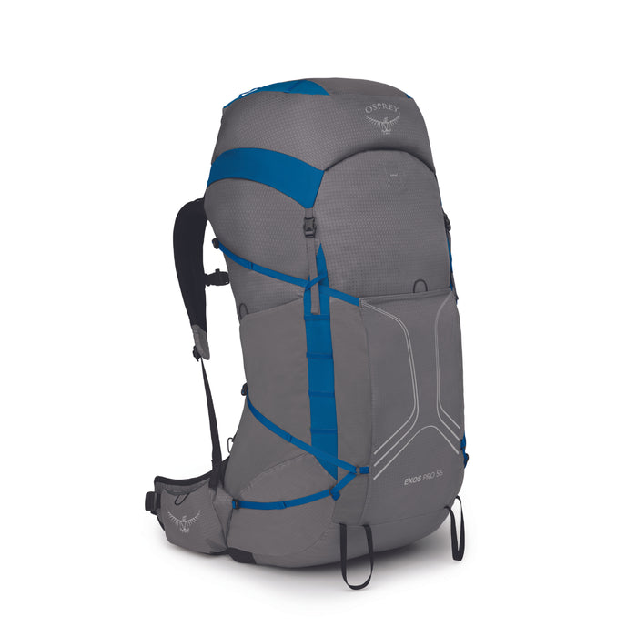 OSPREY EXOS PRO 55L HIKING PACK MEN'S DALE GREY/AGAM BLUE S/M