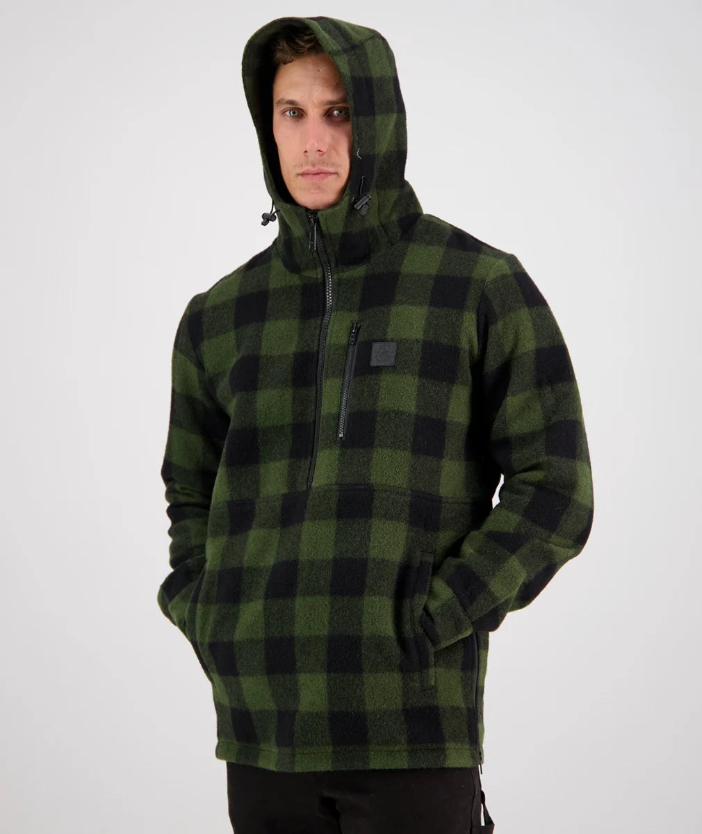 SWANNDRI REIDSTON WOOL ANNORAK OLIVE / BLACK CHECK