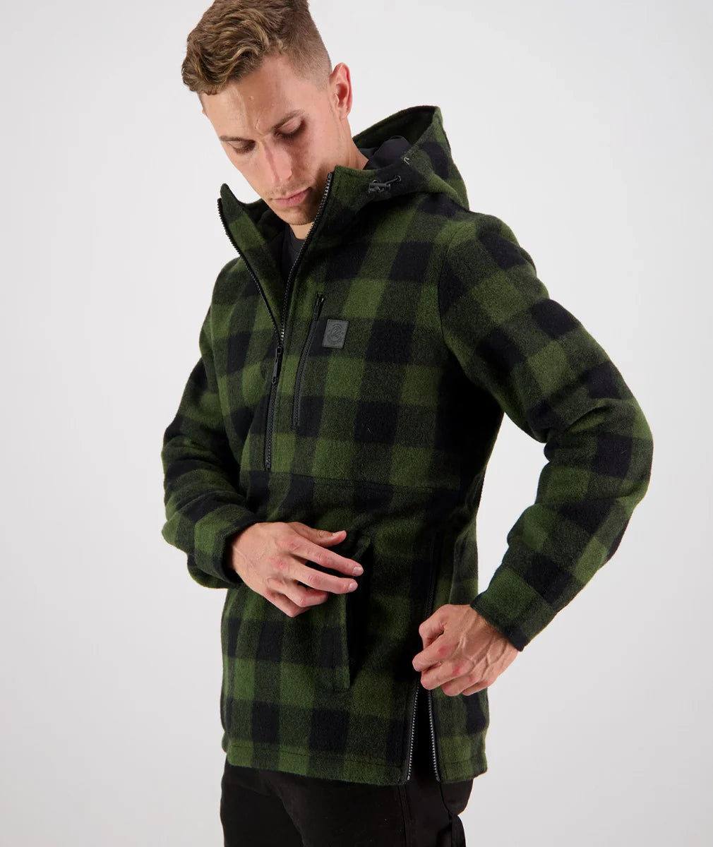 SWANNDRI REIDSTON WOOL ANNORAK OLIVE / BLACK CHECK