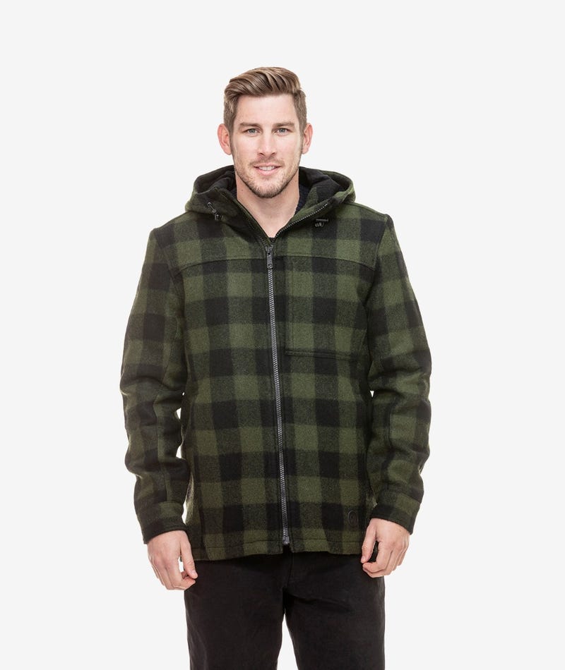 SWANNDRI HUDSON HOODY OLIVE/BLACK CHECK