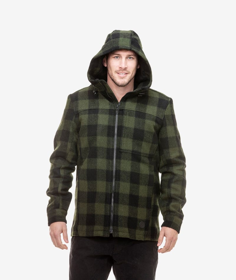 SWANNDRI HUDSON HOODY OLIVE/BLACK CHECK