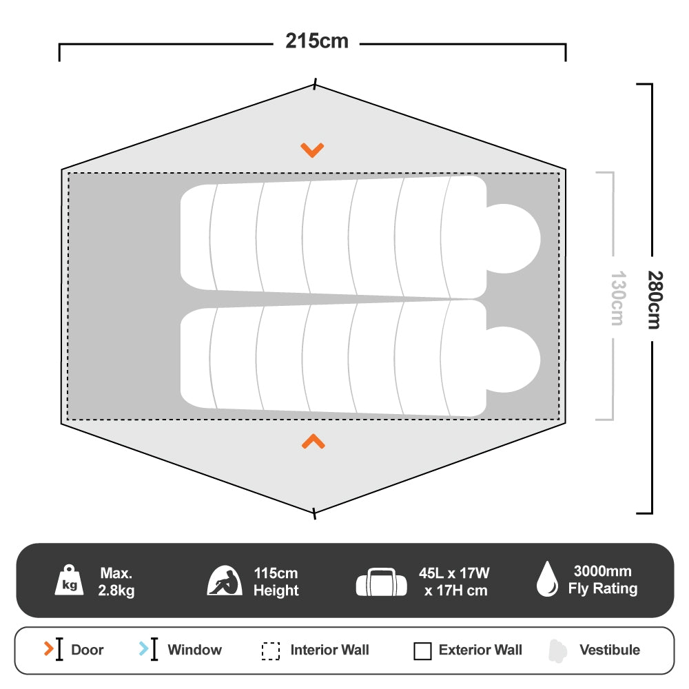 ROMAN CRADLE HIKING TENT 2 PERSON