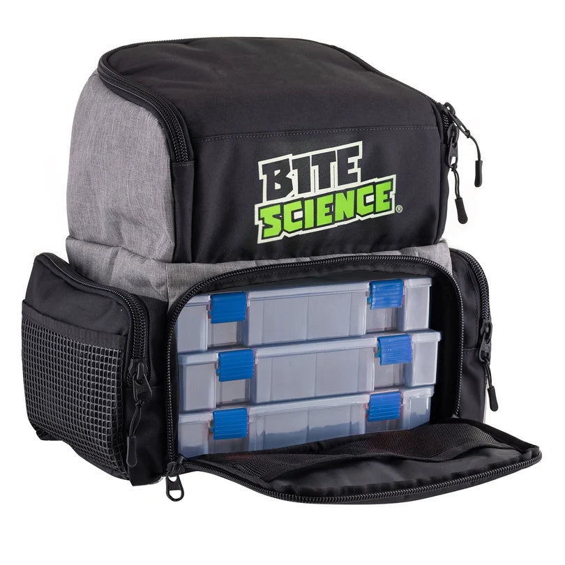 BITE SCIENCE FISHING BACKPACK WITH 3 TACKLE TRAYS