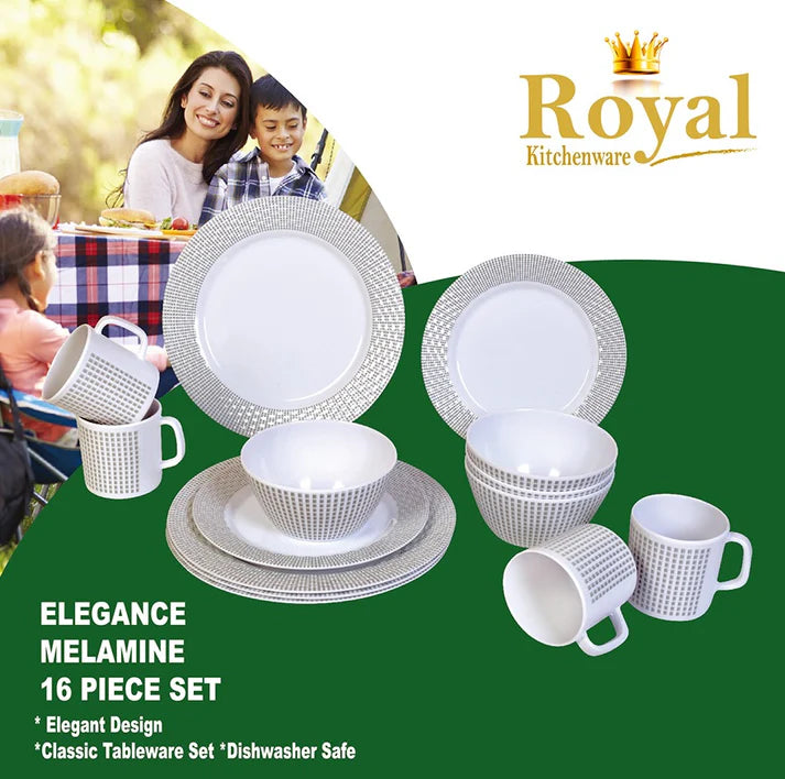 ROYAL KITCHENWARE 16 PIECE MELAMINE SET