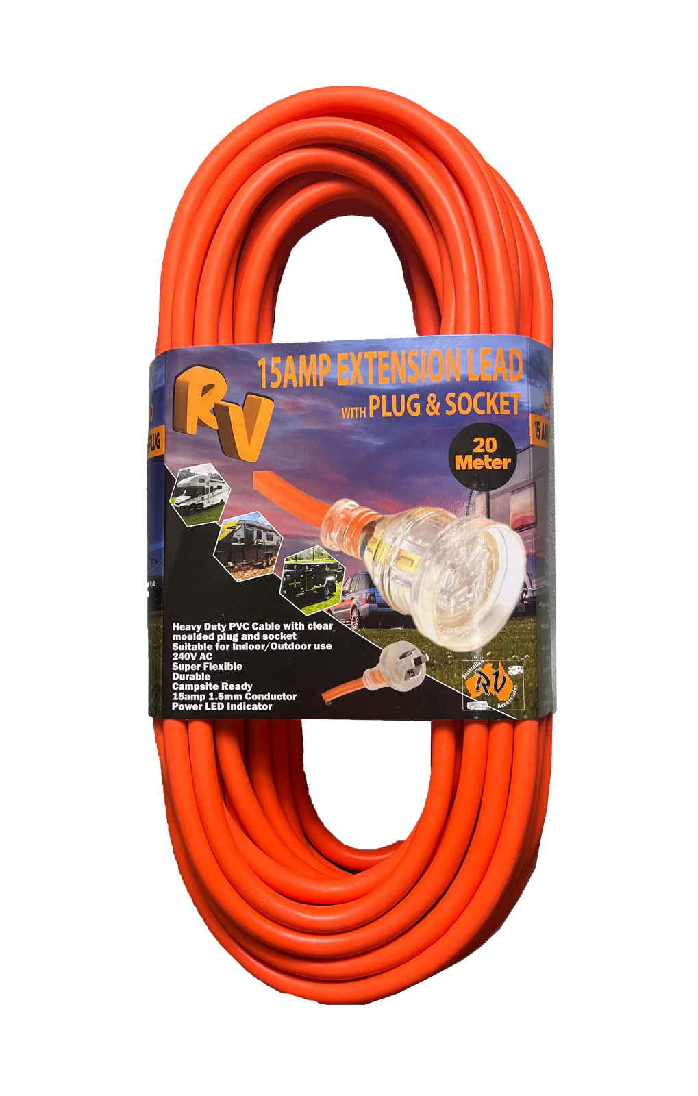 AUS RV 240V 15 AMP EXTENSION CORD - 20 METRES