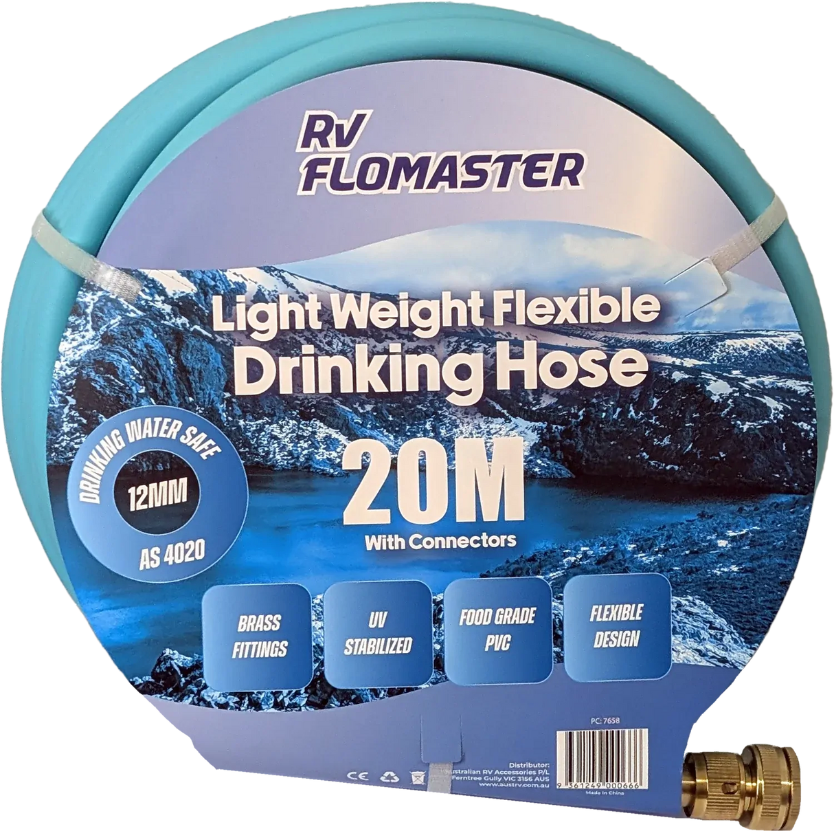 AUS RV FLOMASTER 12MM HOSE LIGHTWEIGHT 20 M + CONNECTORS