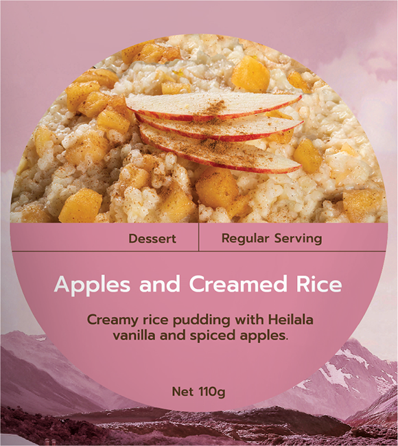 REAL MEALS APPLES AND CREAMED RICE 110G