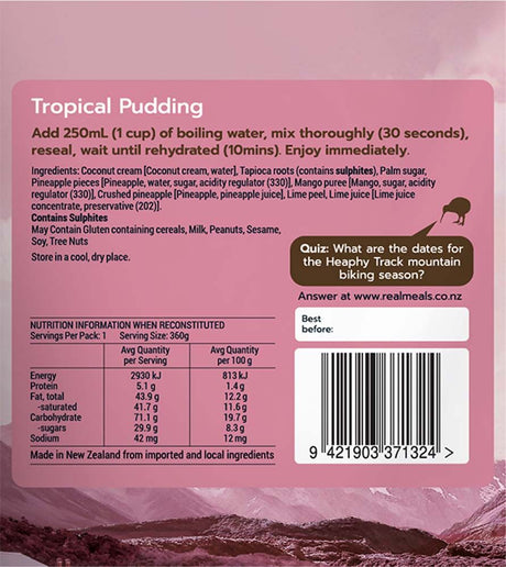 REAL MEALS TROPICAL PUDDING 110G FREEZE DRY MEAL