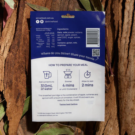 STRIVE FOOD FRUIT MEDLEY PORRIDGE DEHYDRATED MEAL SINGLE SERVE