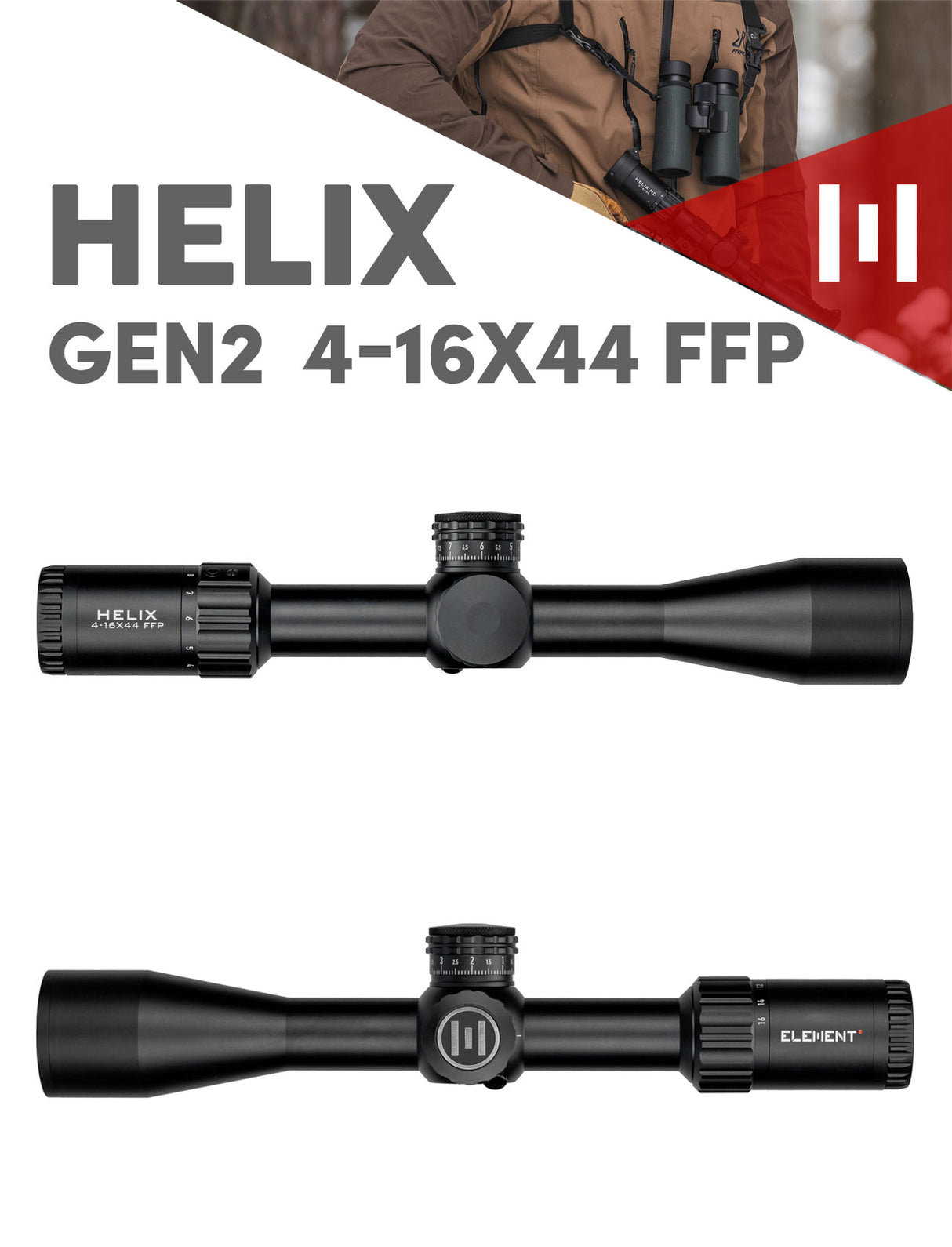ELEMENT OPTICS HELIX GEN2 4-16X44 FFP MPR-1C MRAD 50107