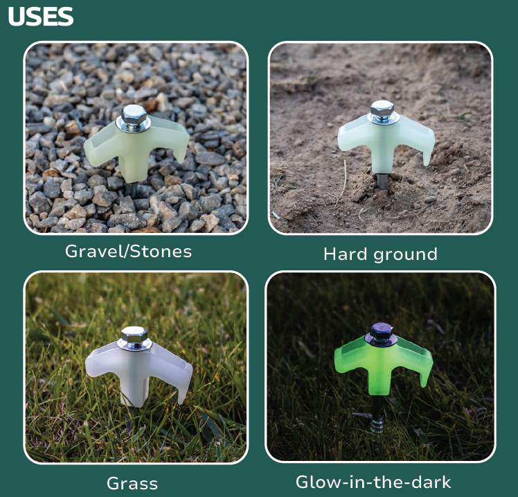 SUPEX 16 PCS GLOW IN THE DARK HARD GROUND SCREW IN PEG KIT