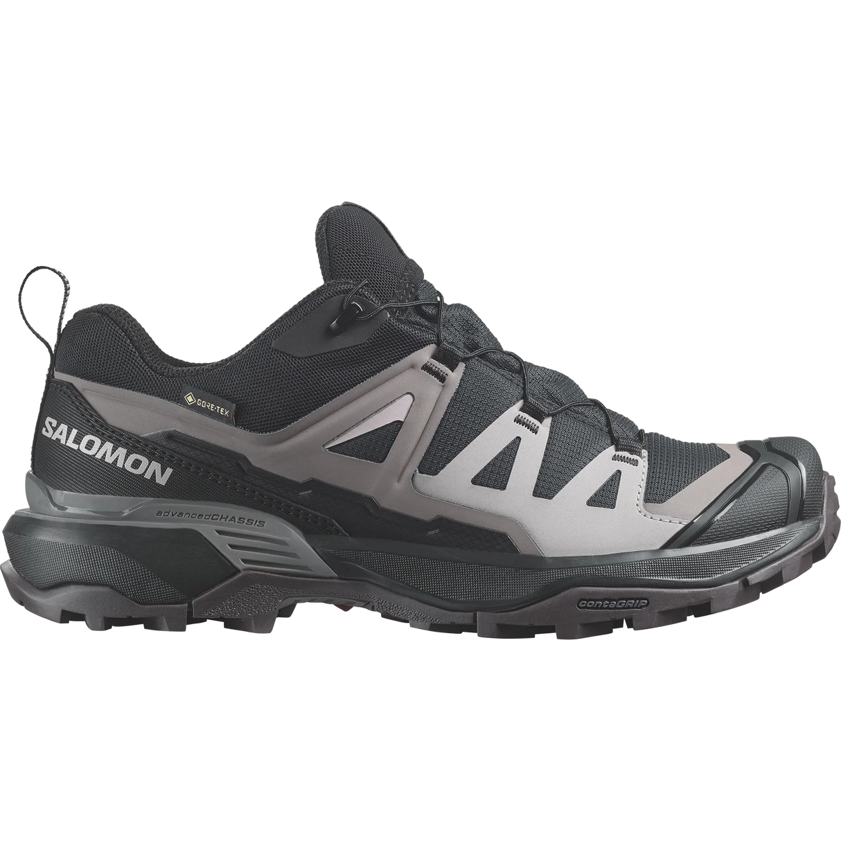 SALOMON WOMEN'S X ULTRA 360 GORE-TEX HIKING SHOES BLACK/PLUM KITTEN/ SHALE