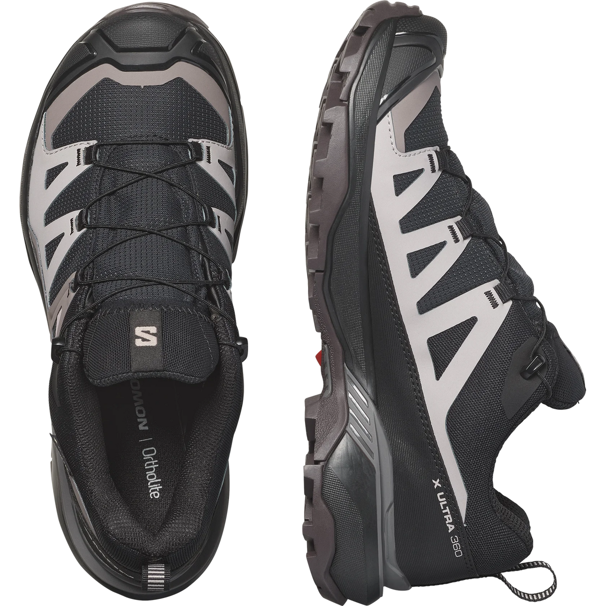 SALOMON WOMEN'S X ULTRA 360 GORE-TEX HIKING SHOES BLACK/PLUM KITTEN/ SHALE