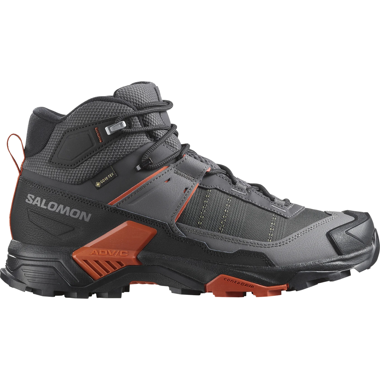 SALOMON MEN'S X ULTRA 5 MID GTX HIKING BOOTS ASPHALT/CASTLEROCK/BURNT OCHRE