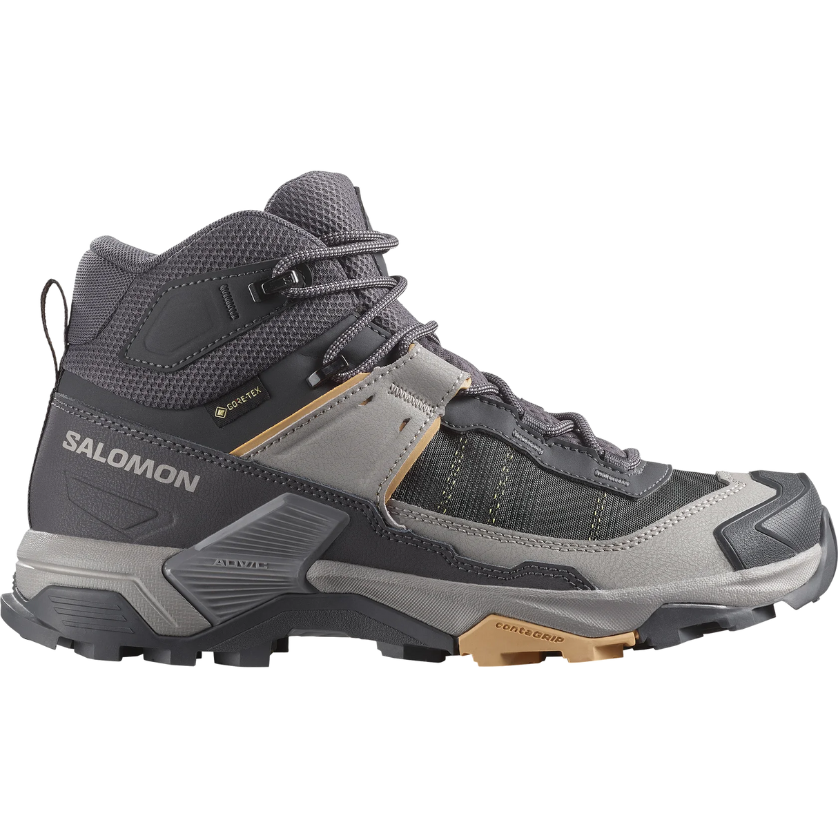 SALOMON WOMEN'S X ULTRA 5 MID GTX HIKING BOOTS NINE IRON/GULL/SOFT CLAY
