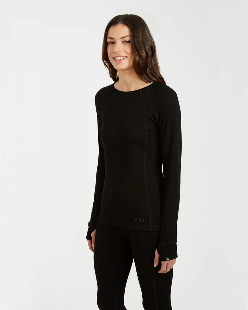 XTM WOMENS MERINO 230GSM LONG SLEEVE THERMAL ALPINE 230 BLACK