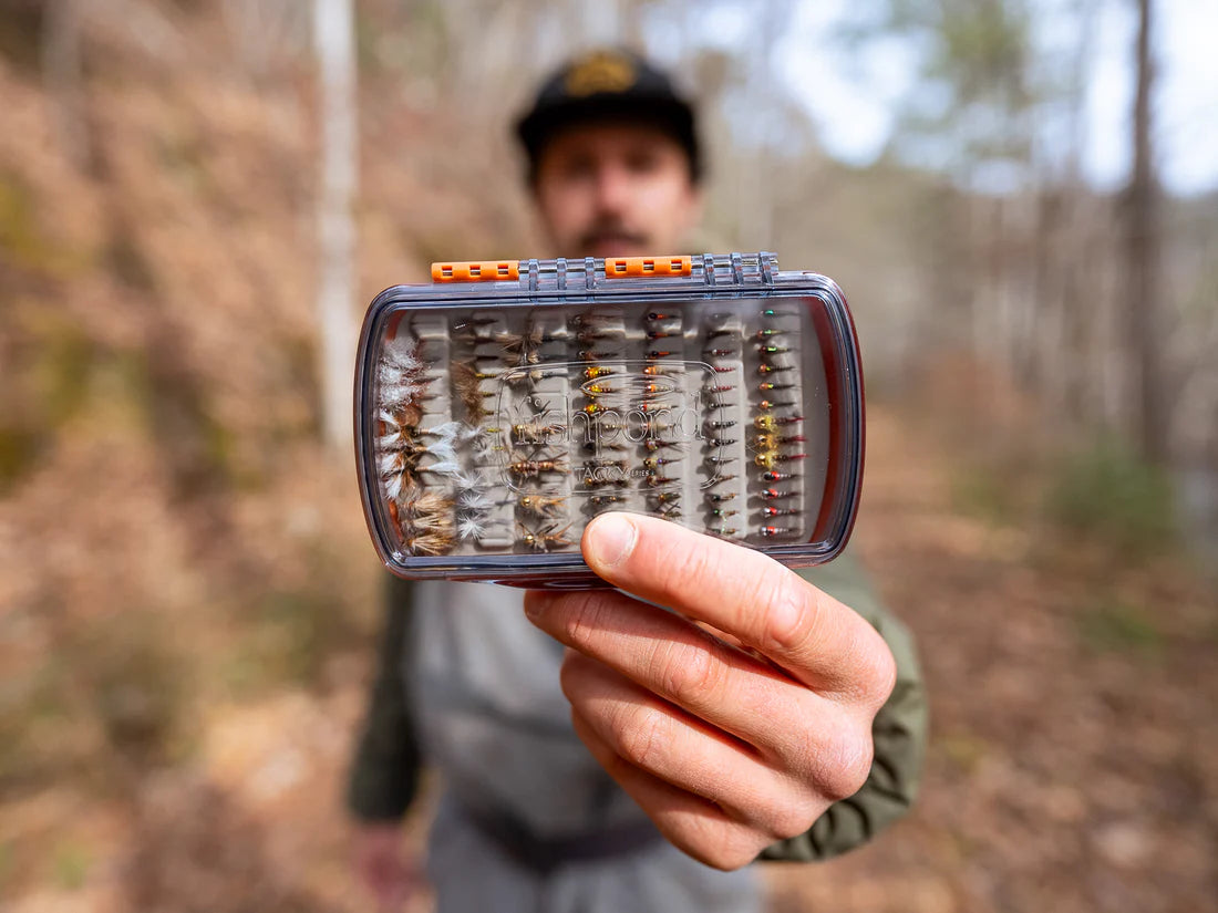 FISHPOND TACKY PESCADOR FLY BOX - SMALL - CLEAR - BURNT ORANGE