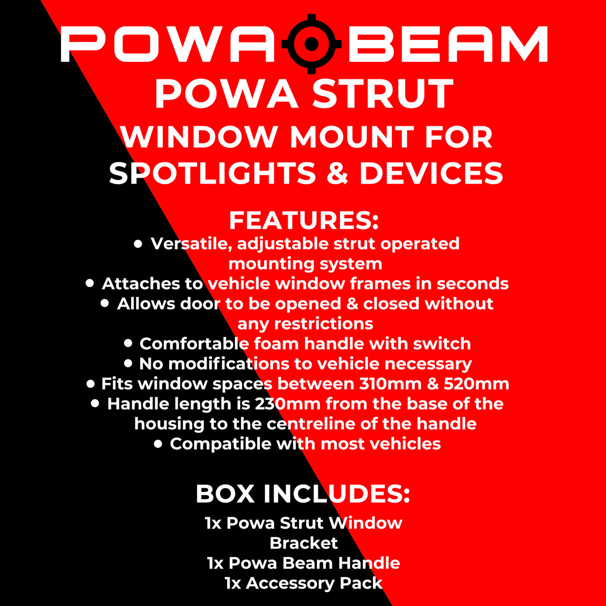 POWA BEAM POWA STRUT WINDOW SPOTLIGHT MOUNT WITH HANDLE RCWRX2