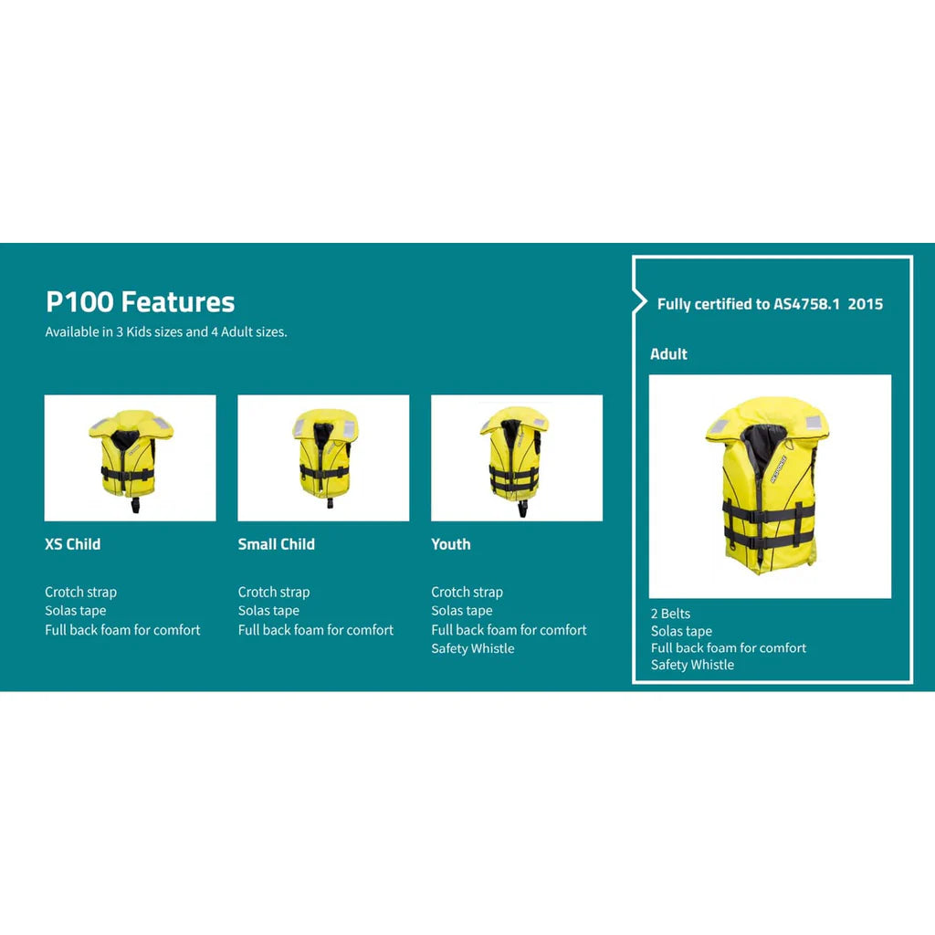 RESPONSE P100 PFD YELLOW LIFE JACKET KIDS/YOUTH