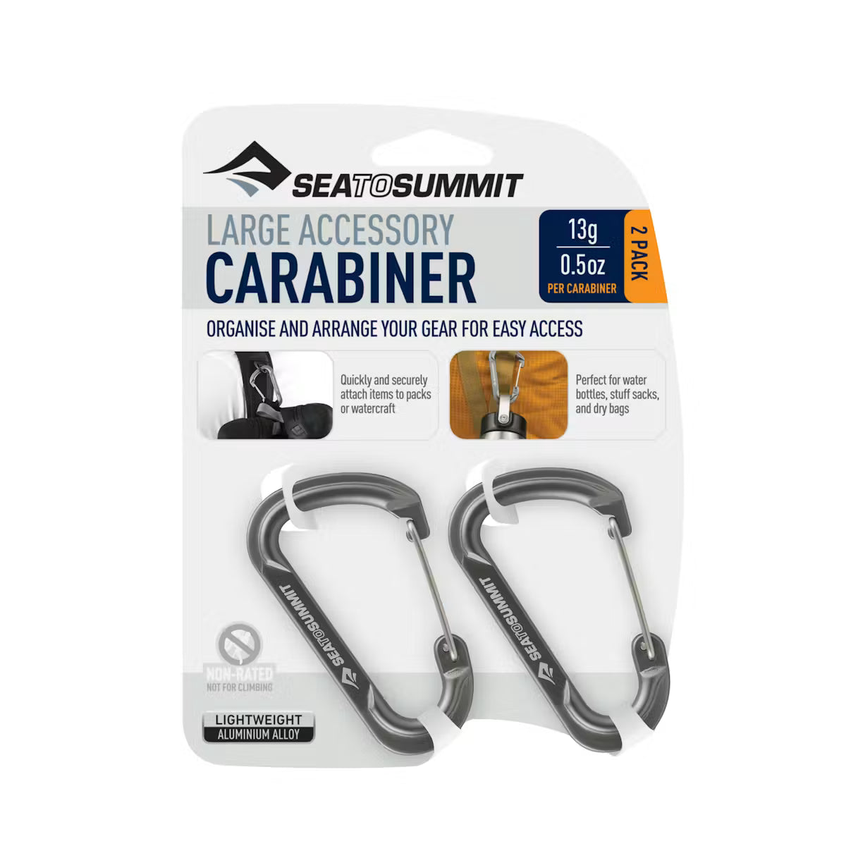 SEA TO SUMMIT ACCESSORY CARABINER SET LARGE 2 PACK GREY