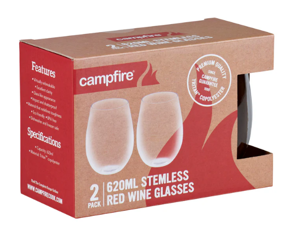 OZTRAIL TRITAN STEMLESS WHITE WINE 450ML 2 PACKS